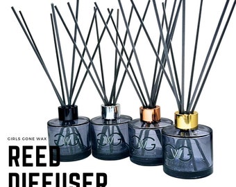GREY Reeds!! Luxury Reed Diffuser SMOKEY BLACK 100ml in colour choice (silver, gold, copper or black) & fragrance choice. Gift Boxed.