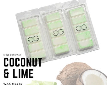 Coconut & Lime | Natural Soy Wax Melts + Snap Bars | Strong Highly Scented | Eco | Gift | Home Fragrance