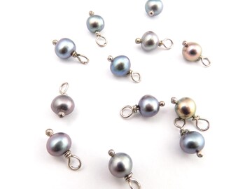 Peacock Freshwater Pearl Charms with Sterling Silver - Small Quantity De Stash Jewelry Supply