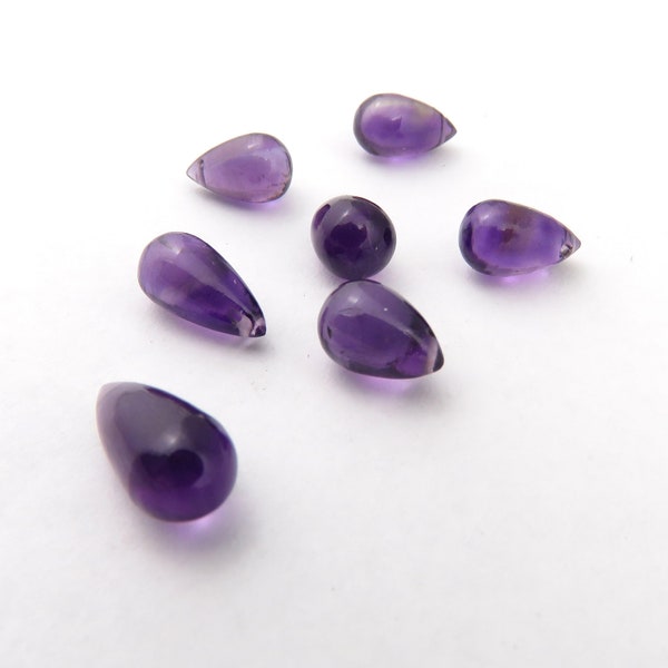 African Amethyst Smooth Teardrop Briolette - Small Quantity Destash