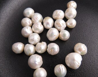10 - 11mm Large Round Baroque Wrinkle Genuine Freshwater Pearl