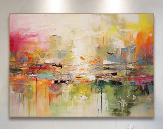 large abstract wall art ,colorful acrylic canvas art, large canvas art for living room, oversized wall art canvas,modern abstract art