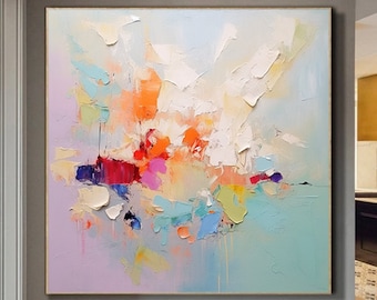 Large Texture Abstract Painting Colorful Abstract Painting Colorful Knife Painting Hand-painted Abstract Art Large Canvas Art Boho Decor