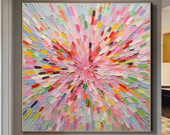 Colorful Flower Painting On Canvas,Original Abstract Painting, Large Wall Art,Home Decor, Office Wall Decor, Handmade Hand Painted Wall Art