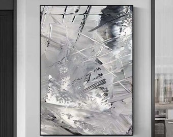 Large Gray Abstract Painting Gray and white wall art Gray wall art Gray Abstract Art Gray Abstract Painting Modern abstract Painting