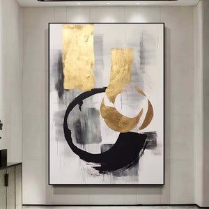 large abstract canvas art,handmade abstract painting original art, gold painting on canvas,Minimalist Abstract Painting,oversized canvas art