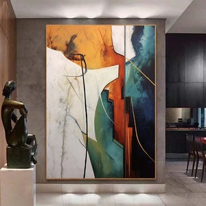 Pintura Esmeralda Verde Pintura Dourada Pintura Abstrata Minimalista Original, Grande Pintura Abstrata, Grande Pintura Em Tela De Parede Arte De Parede De Sofá