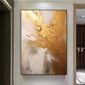 Original Minimalist Art, Abstract Texture Oil Painting On Canvas, Large Wall Art, Gold Wall Decor Custom Painting, Living Room Decor Gift