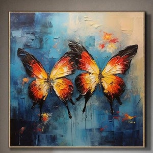 Abstract Butterfly Oil Painting on Canvas Texture Butterfly Painting Minimalist Wall Art colourful Butterfly Painting Butterfly Decor