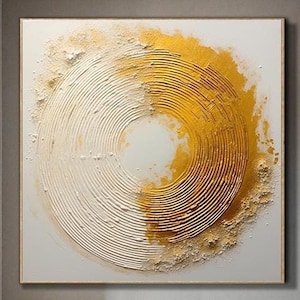 Big golden circle,Oil painting on canvas,Original oil painting, custom art， Background wall decoration, Living room art, Natural home decor