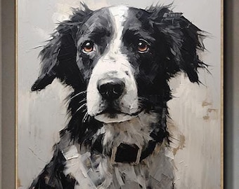 写真からのカスタム犬の油絵、写真からの犬の肖像画のカスタム油絵