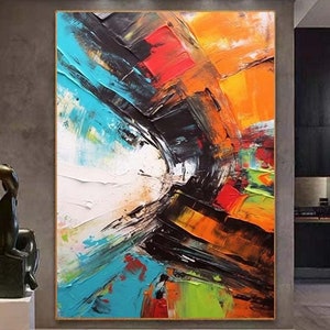 colorful acrylic painting Large abstract painting,Palette knife painting,Colors abstract wall art,modern abstract canvas,large canvas art