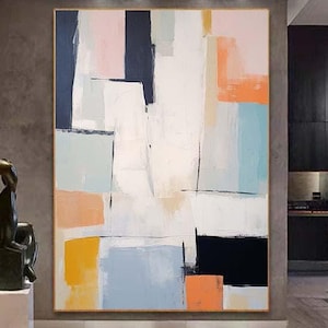original wall art abstract painting,Large Abstract Frame Colorful Original Minimalist Geometric Acrylic Painting On Canvas home Decor