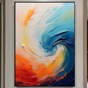 Colorful Huge Wave Oil Painting On Canvas Large Abstract Ocean Wall Art Abstract colorful Texture Painting Sofa Background Wall Decor