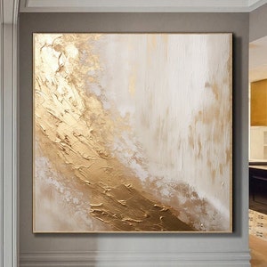 Gold Painting Gold Abstract White Gold Painting Elegant White and Gold Acrylic Painting Textured Wall Art Black and Gold Abstract Painting