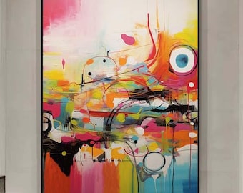 カラフルな抽象画、特大の絵画、リビングルーム用の大きなキャンバス