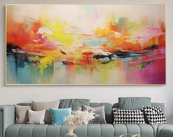 oversized wall art canvas,large wall art abstract,colorful acrylic canvas art, large canvas art for living room,  modern abstract art