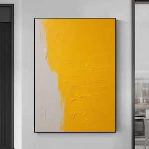 Large Minimalist Yellow Painting Abstract Minimalist Modern Painting Textured Painting Yellow Abstract Canvas Art Bedroom Wall Decor