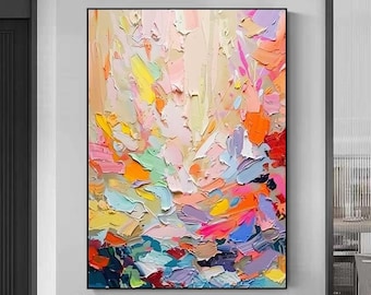Buntes Messer Gemälde Großes Buntes Abstraktes Bild Strukturiertes Abstraktes Bild Handgemalte Abstrakte Kunst Große Leinwand Kunst Moderne Kunst