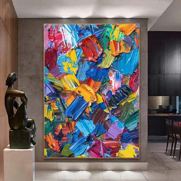 Knife painting,Large abstract painting,Original Texture Handpaint Oil Paintings on Canvas,3D Textured oil painting,colorful painting