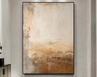 Brown Abstract Painting,Beige Abstract Wall Art,Brown Large Beige Minimalist Wall Art,Wabi-sabi Canvas Painting,Modern Textured Oil Painting