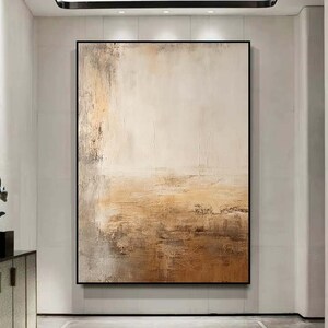 Braune abstrakte Malerei, Beige abstrakte Wandkunst, Braune Beige Minimalistische Wandkunst, Wabi-Sabi Leinwand, modernes strukturiertes Ölgemälde