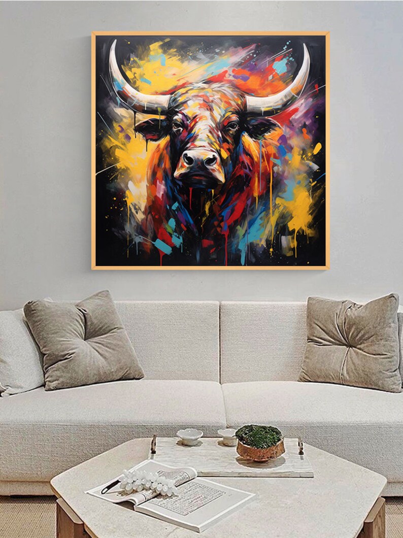 Bull Painting on Canvas,extra Large Abstract Art, Original OX Artwork ...