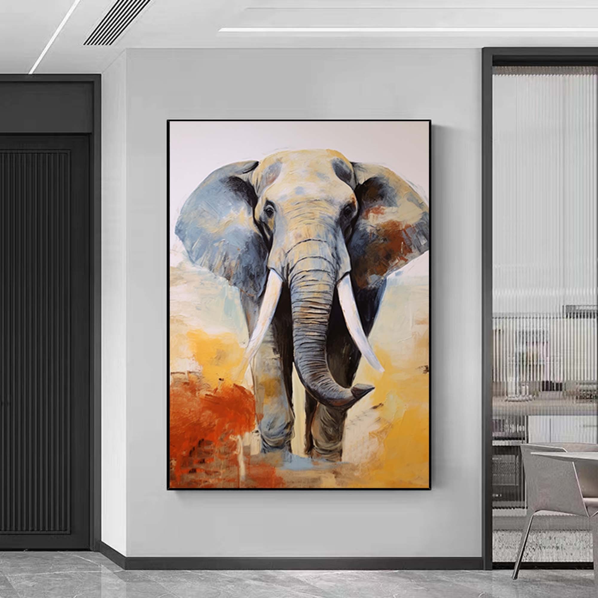 Elephant Painting Elephant Canvas Art Elephant Wall Decor Large Animal ...