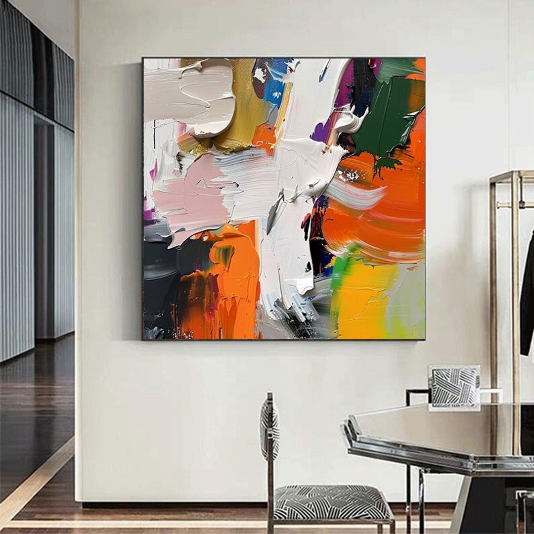 特大オリジナル抽象画、カラフルな抽象油絵、リビングルーム用の大きな