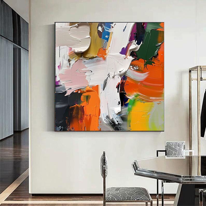 特大オリジナル抽象画、カラフルな抽象油絵、リビングルーム用の大きな