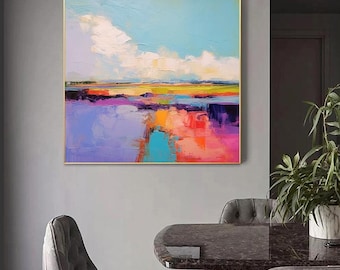 oversized wall art canvas,Modern art Wall decor gift large abstract wall art ,colorful acrylic canvas art, large canvas art for living room,