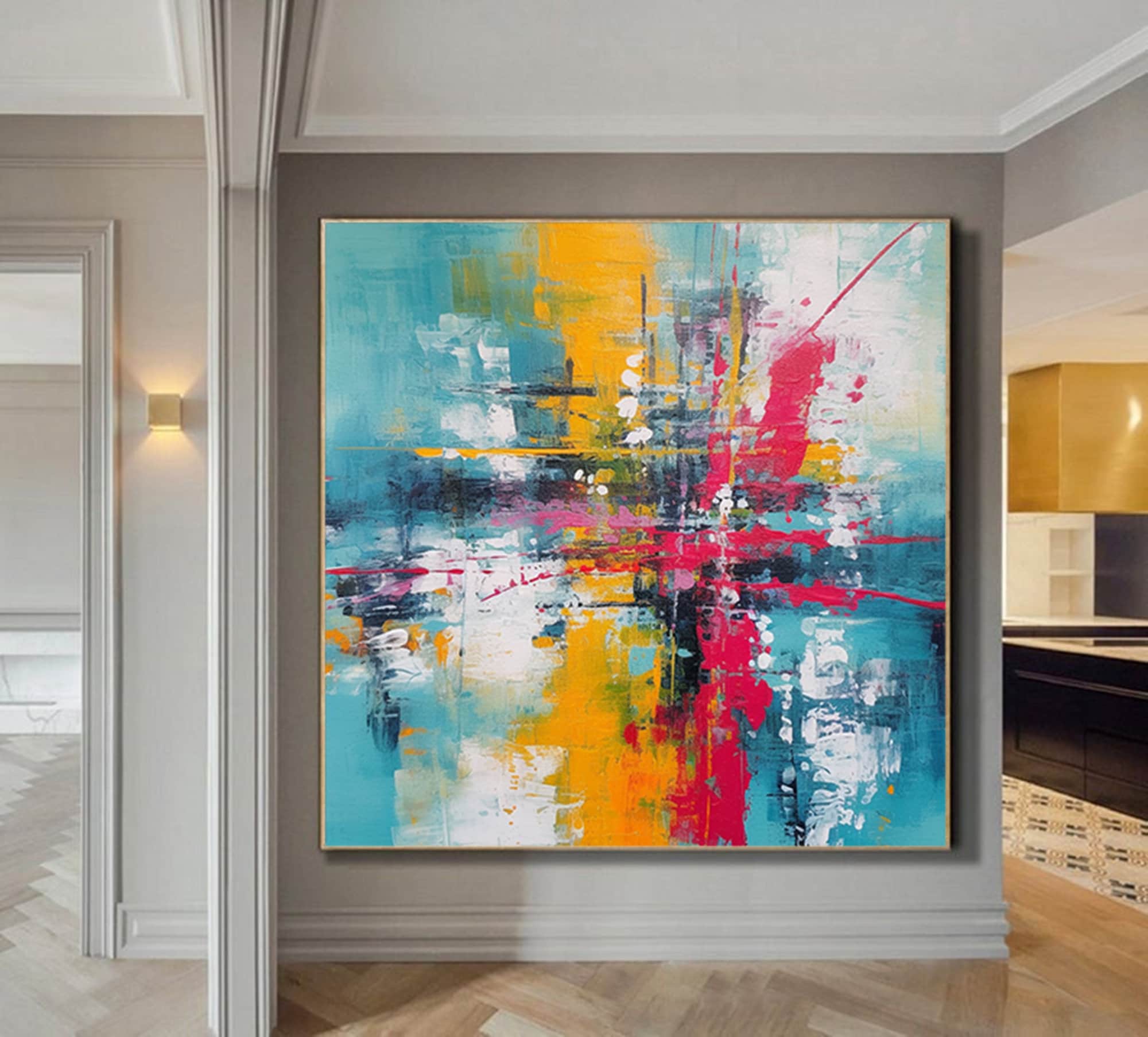 アクリル画　抽象画　新品　abstract art 現代アート　大きめ テクスチャアート絵画、大きな抽象画、現代の抽象画、パレットナイフ