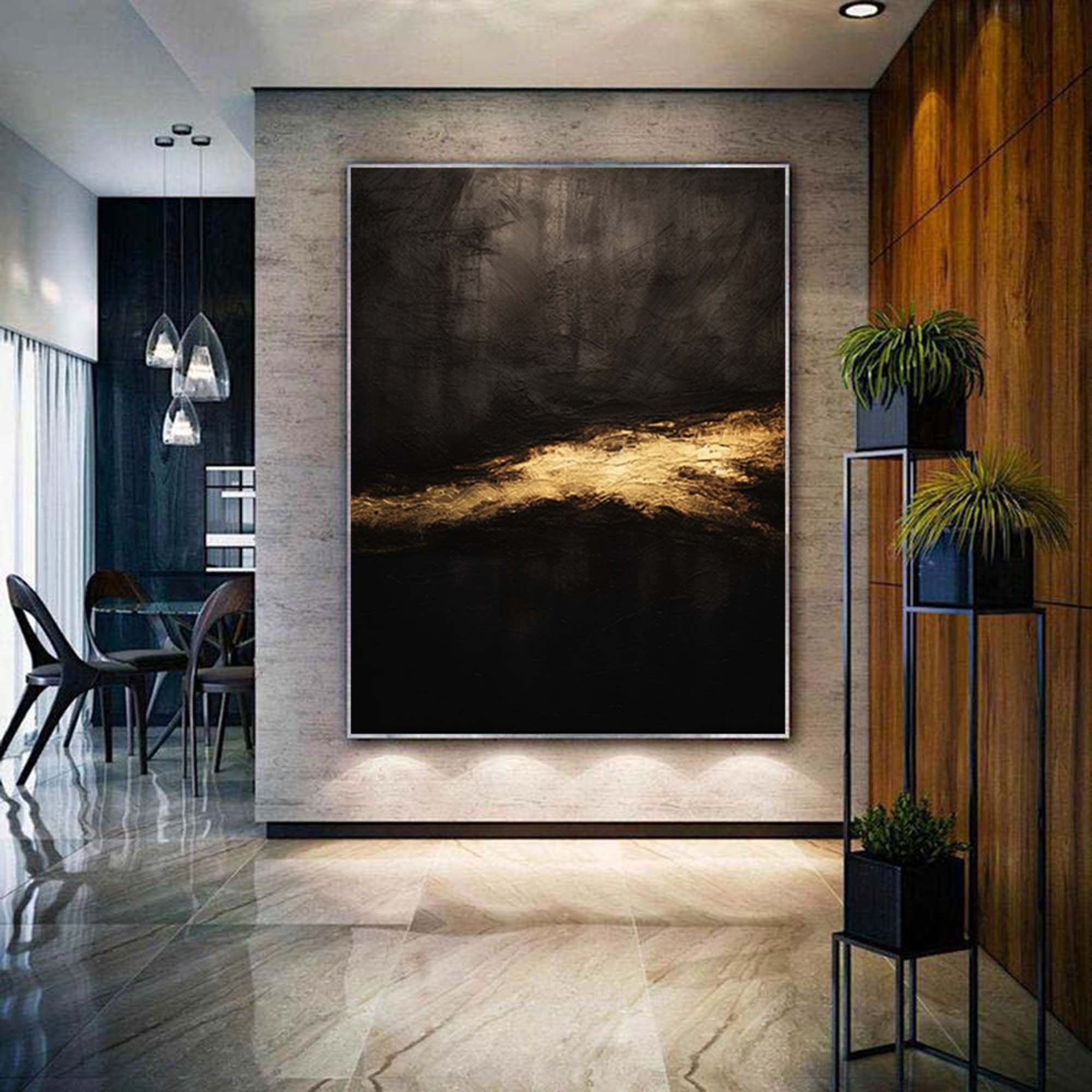 Black and Gold Abstract Art Original Abstract Painting on Canvas Large ...