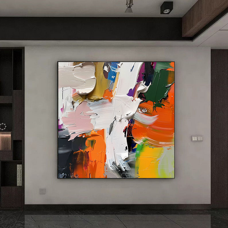 特大オリジナル抽象画、カラフルな抽象油絵、リビングルーム用の大きな