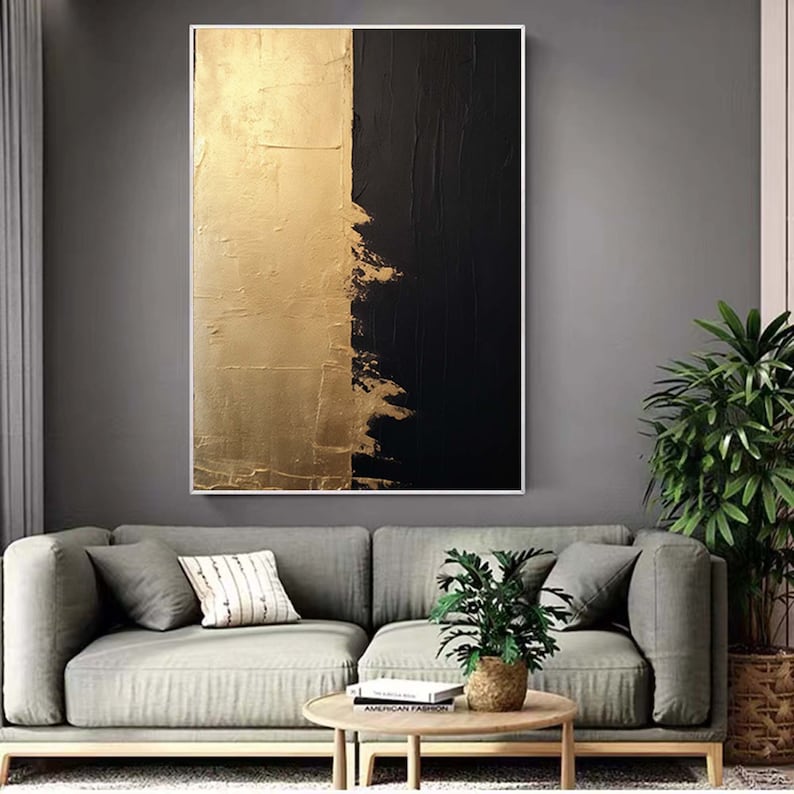 Black and Gold Abstract Art Original Abstract Painting on Canvas Gold ...