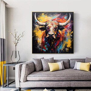 Bull Painting on Canvas,extra Large Abstract Art, Original OX Artwork ...