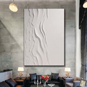 Large Nordic White Abstract Wall Beige 3D Texture Painting White ...