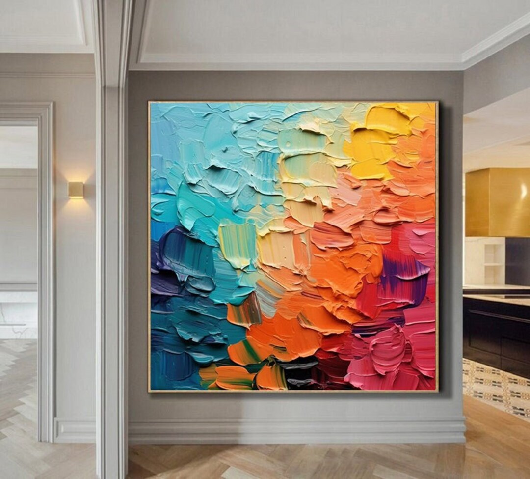 Original Colorful Texture Oil Painting on Canvas: Abstract Wall Art - Etsy