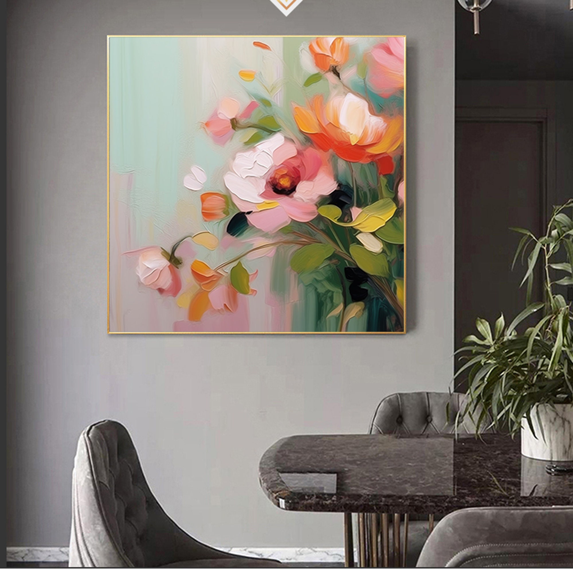 Abstract Blooming Flowers Painting, Large Original Flowers Oil Painting ...