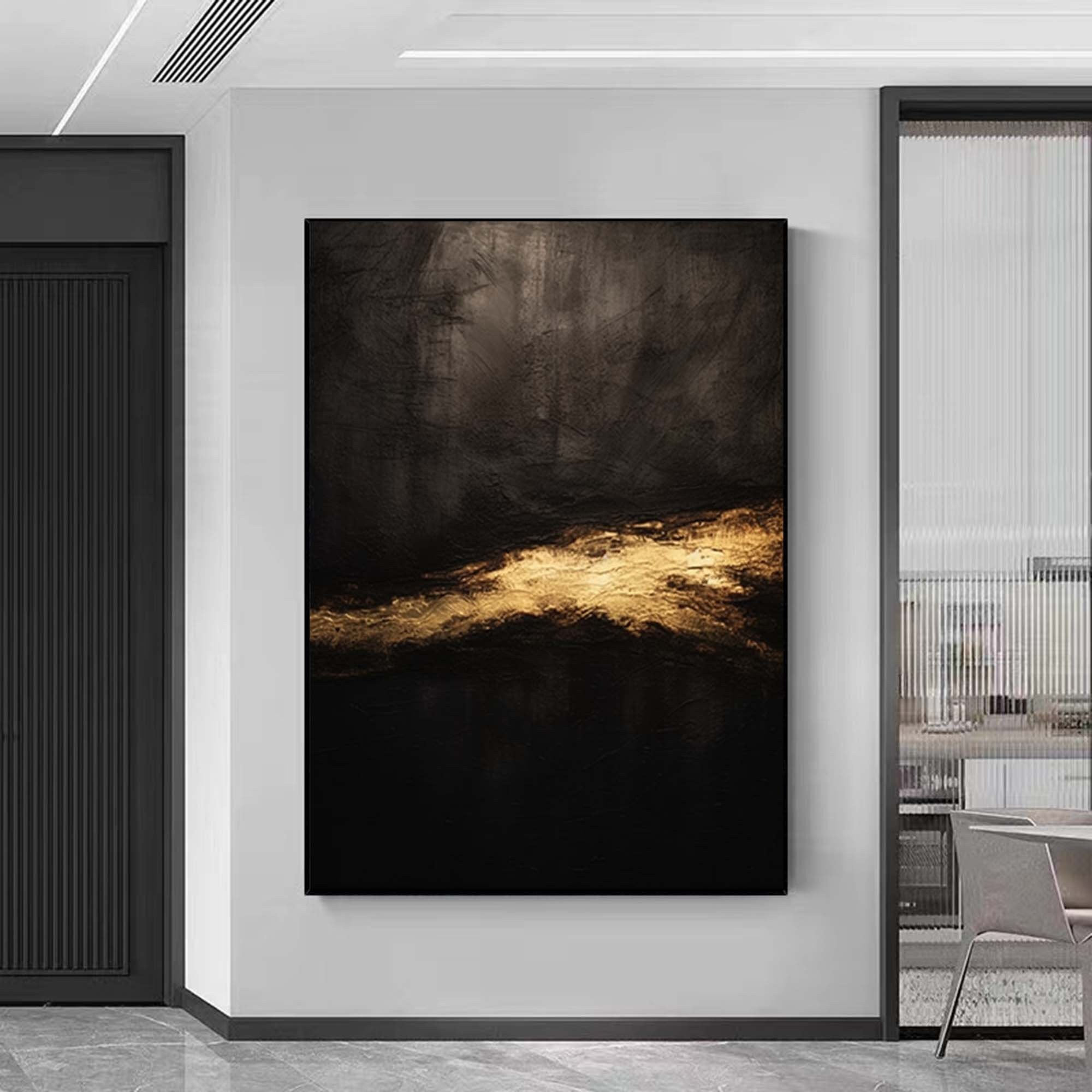 Black and Gold Abstract Art Original Abstract Painting on Canvas Large ...