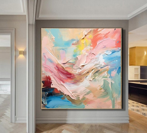 0004　絵画　幻想的　ピンク　抽象画 ピンクの油絵抽象画抽象画オリジナル抽象画オリジナルキャンバス大きな