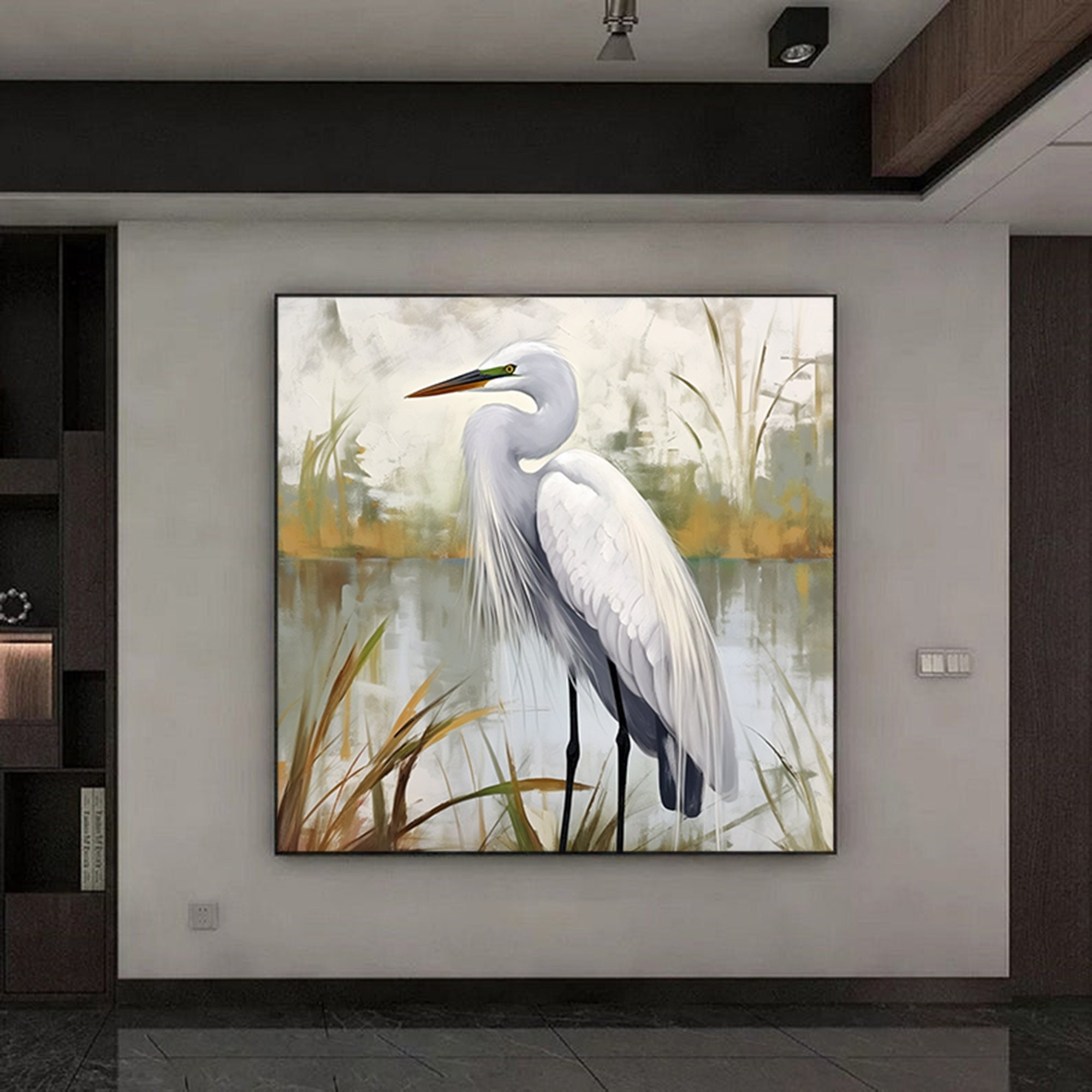 Heron Painting, Great Blue Heron Art Original Great Blue Heron Oil on ...