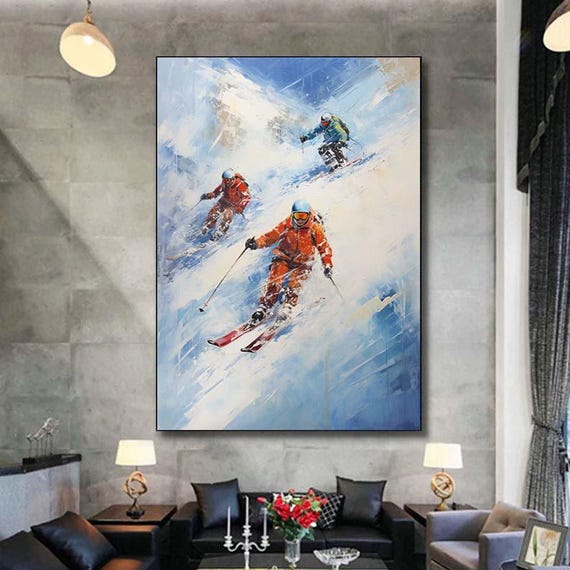 オリジナルフレームスキーアート 雪上スキー モダンスキーキャンバス