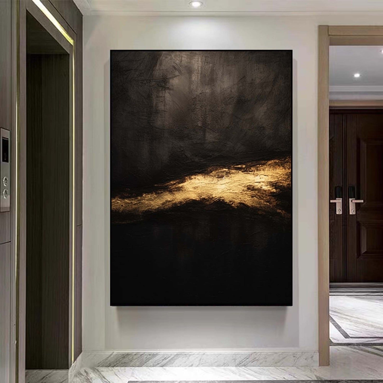 Black and Gold Abstract Art Original Abstract Painting on Canvas Large ...