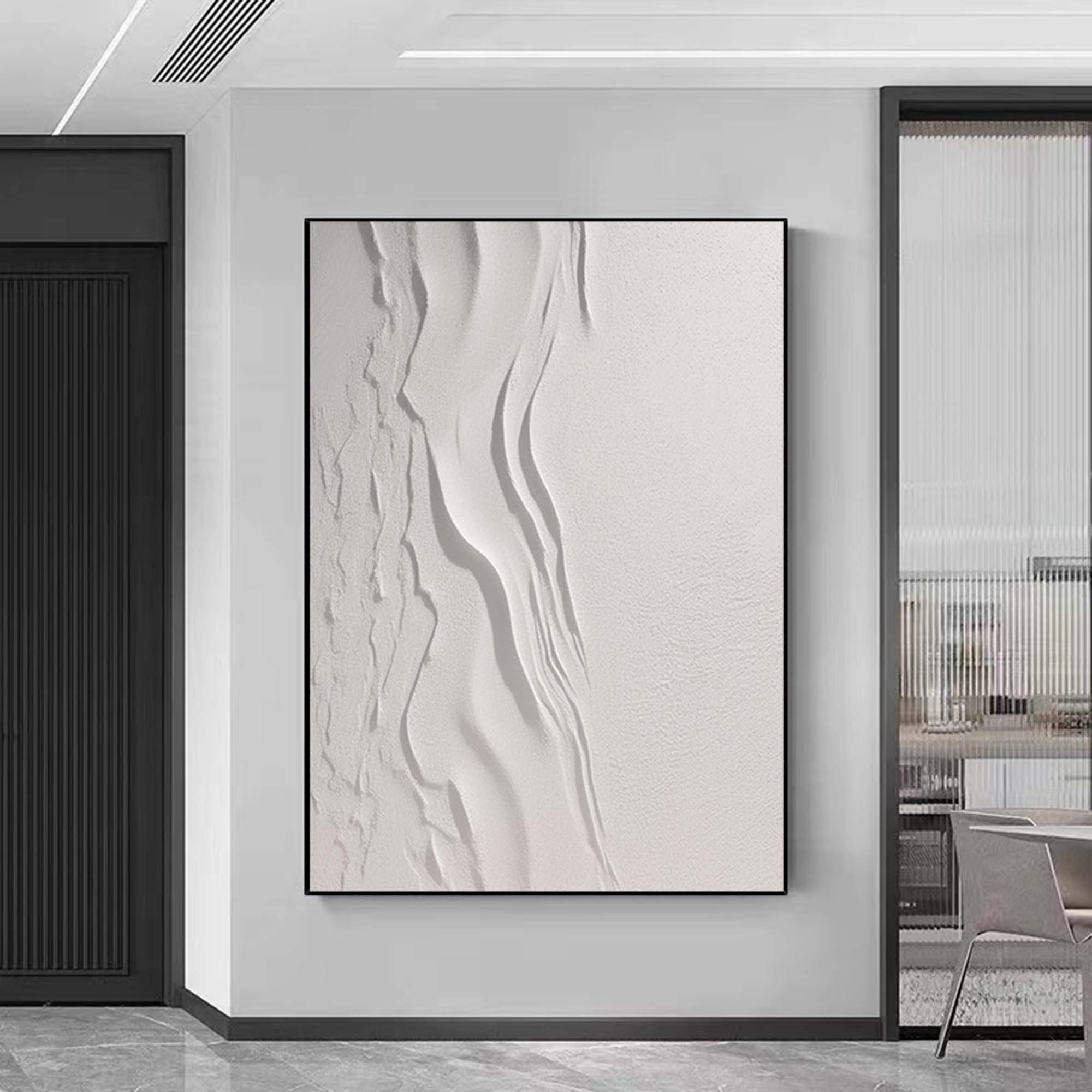 Large Nordic White Abstract Wall Beige 3D Texture Painting White ...
