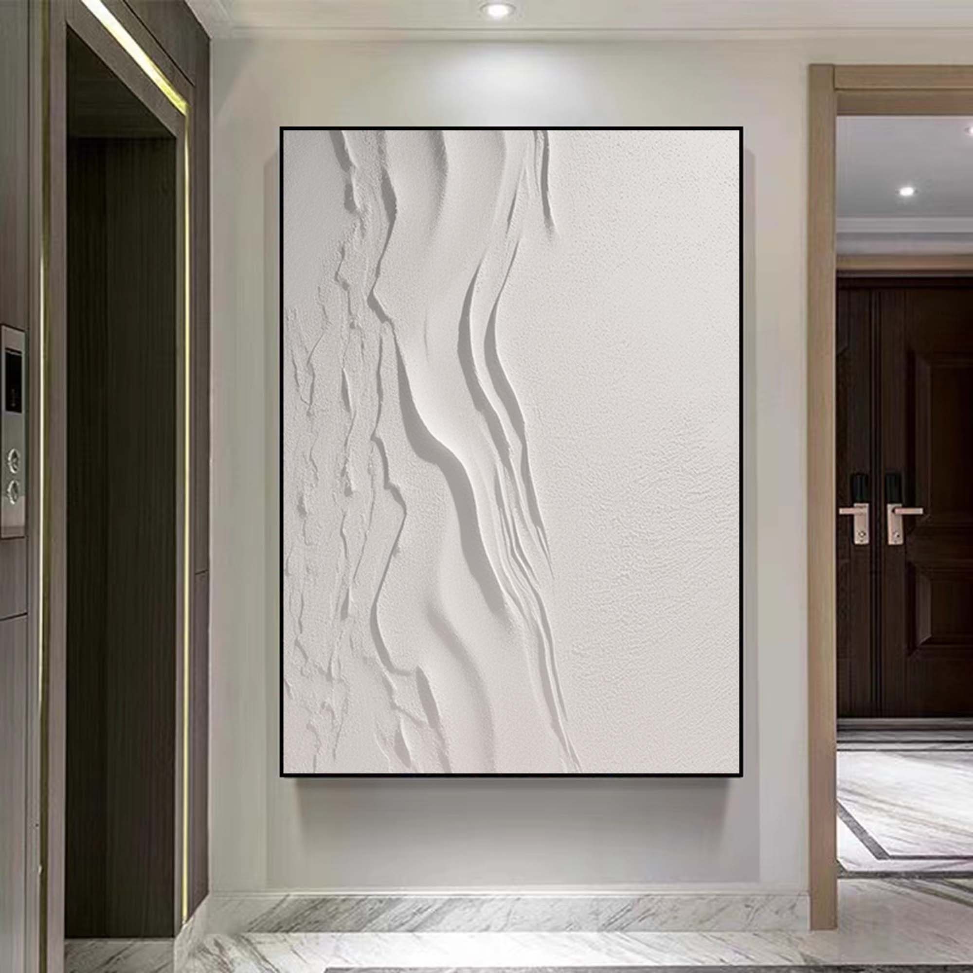 Large Nordic White Abstract Wall Beige 3D Texture Painting White ...