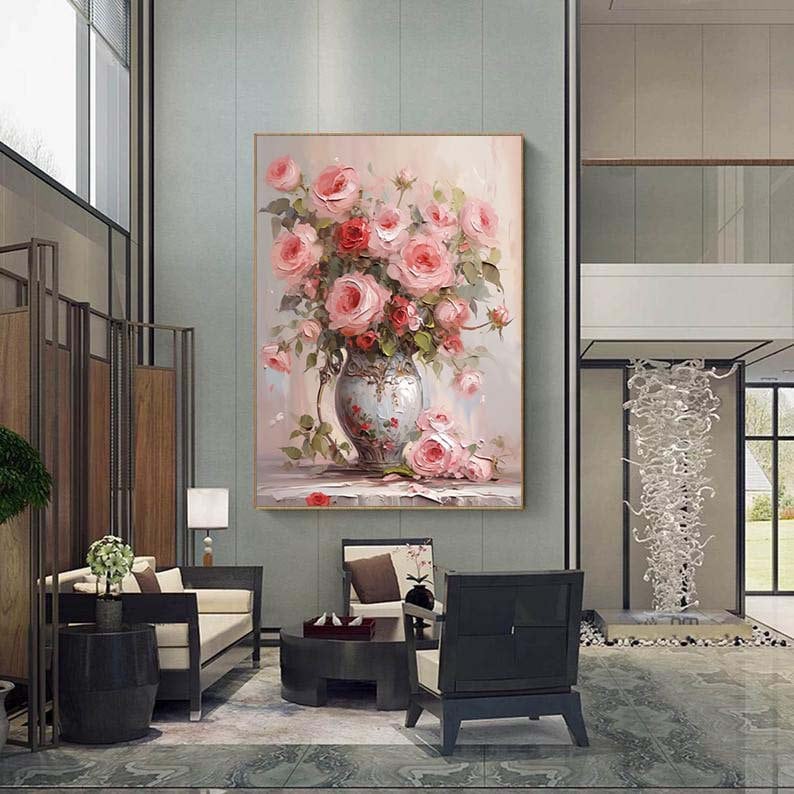 綺麗な薔薇が描かれてる油彩画 キャンパス約36 cmX29cm. 山本彪一 「 薔薇 」 油絵 ・ 油彩画 F4 ( 4号 ) 絵画 洋画 肉筆