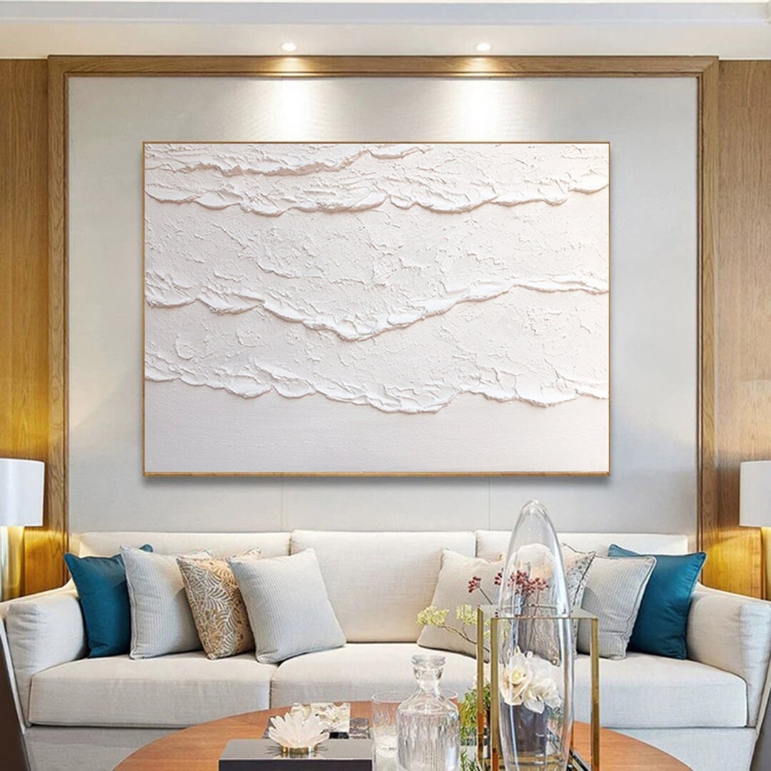 Large Abstract White Painting Large White 3D Textured Etsy