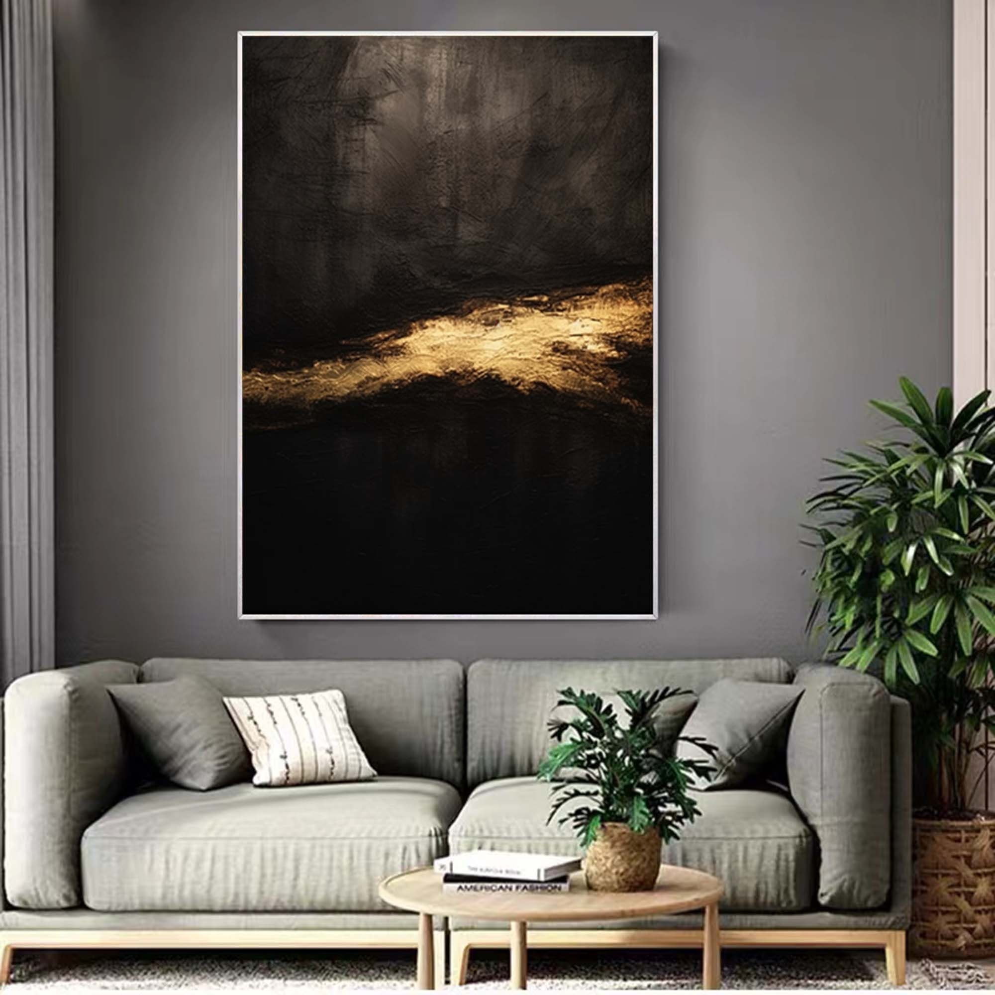 Black and Gold Abstract Art Original Abstract Painting on Canvas Large ...