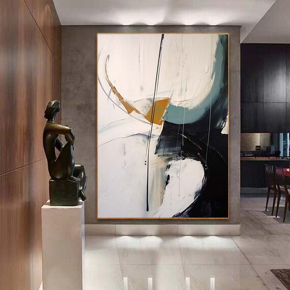 黒い絵と白い絵、オリジナルの抽象画、ミニマリストの抽象画、大きな